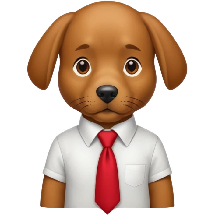 brown dog with red tie,whiteshirt emoji