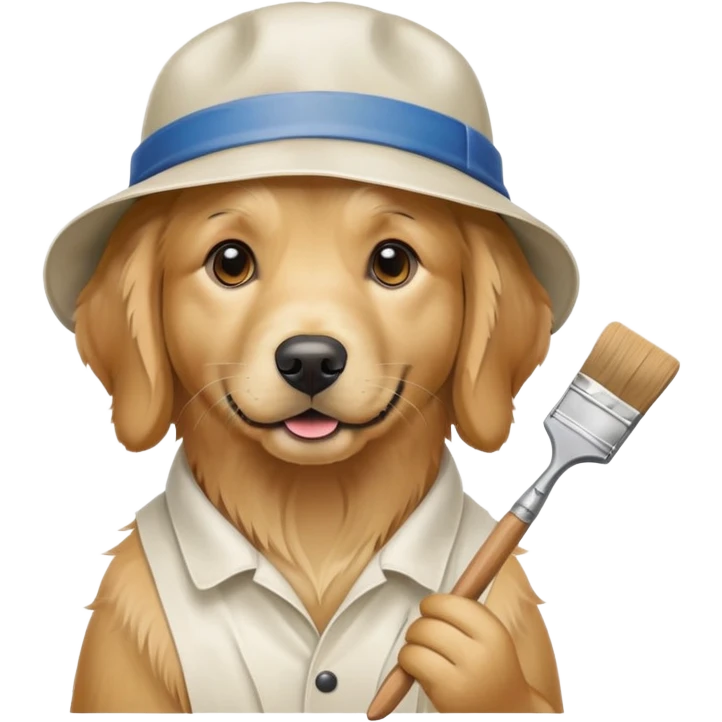 a golden retriever with painting gear emoji