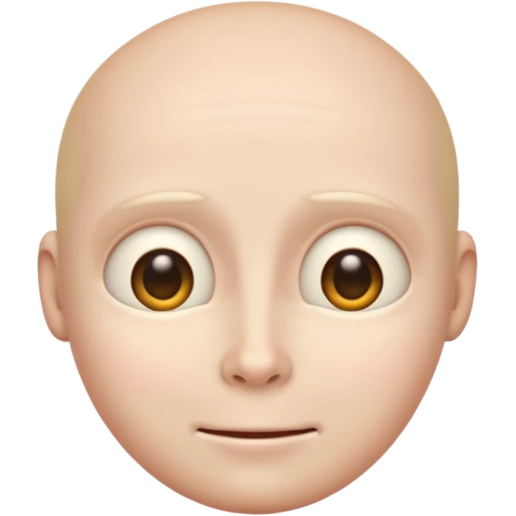 Uncanny valley emoji with *NO* eyebrows emoji