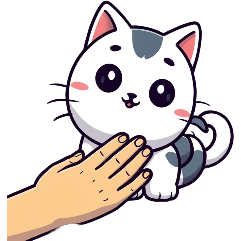 hand petting purring cat emoji