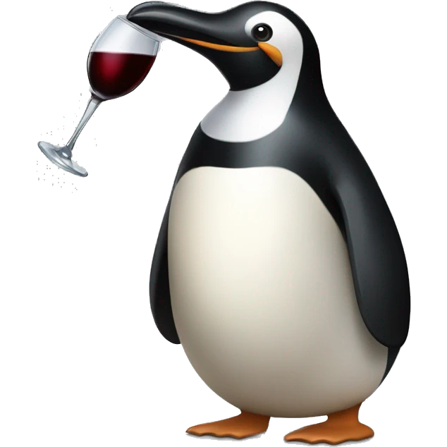 Un pingüino sosteniendo una copa de vino emoji
