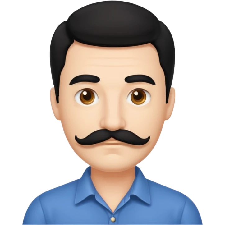 Thick Mustache Man black hair emoji
