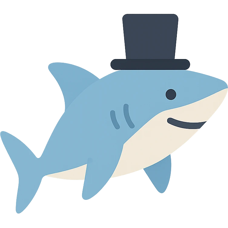 shark wearing a top hat emoji