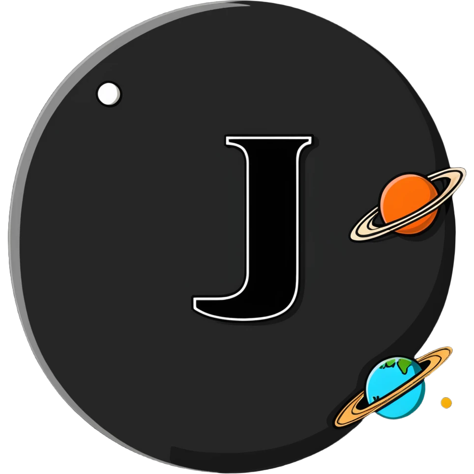 letter J with space theme and planets emoji