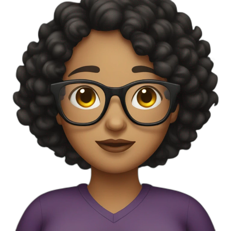 black curly haired pregnant lady with glasses emoji