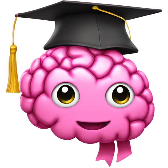 digital brain a pink graduation hat emoji