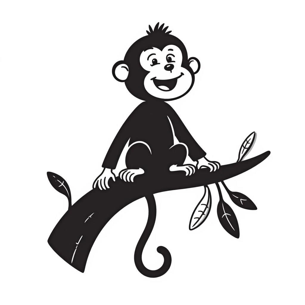 hand-drawn doodle of a laughing monkey emoji