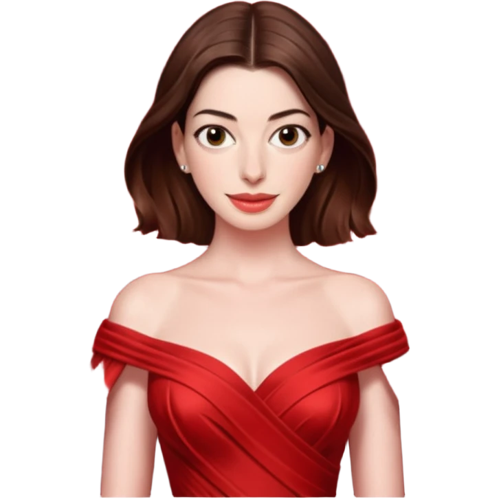 Anne Hathaway in red dress, red carpet emoji