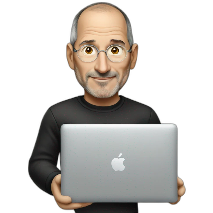 Steve Jobs holding a macbook emoji