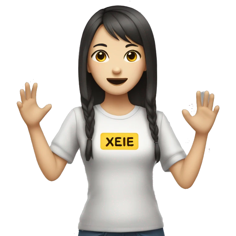 chinese girl saying with sign saying "xiexie" emoji