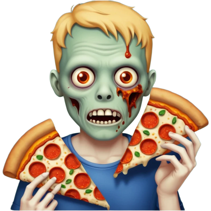 Zombie eating pizza emoji