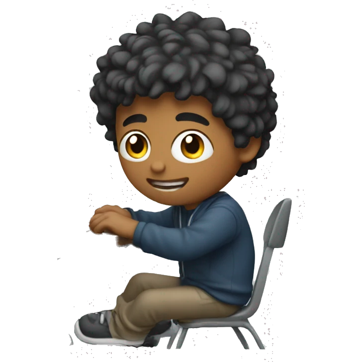 a boy playing pc emoji