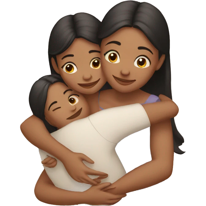 Three sisters hug emoji