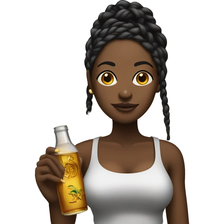 Black woman with braids holding liquor shot emoji
