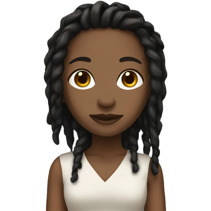 Tan girl with black locs dark white dress full body emoji