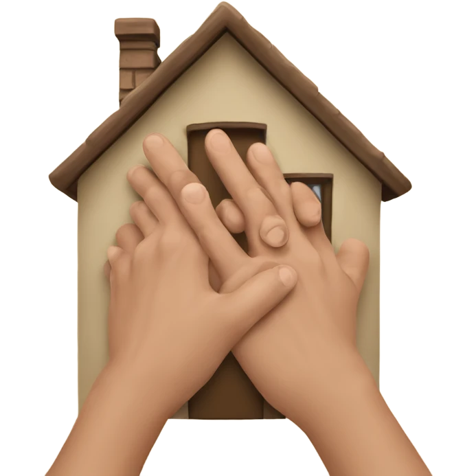 two hands together simulating a house roo emoji