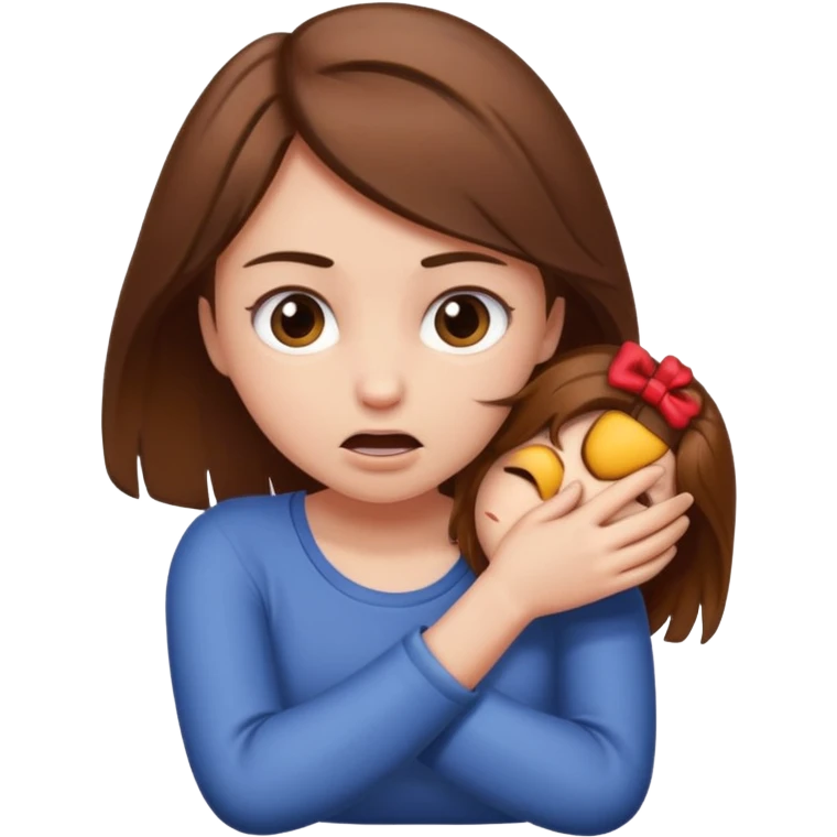 brown haired girl strangling herself emoji