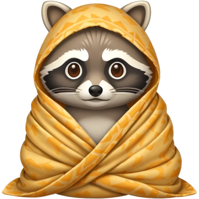 raccoon wrapped like burrito in blanket emoji