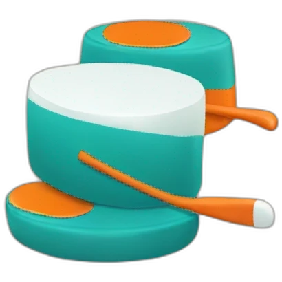 Orange teal hockey puck emoji