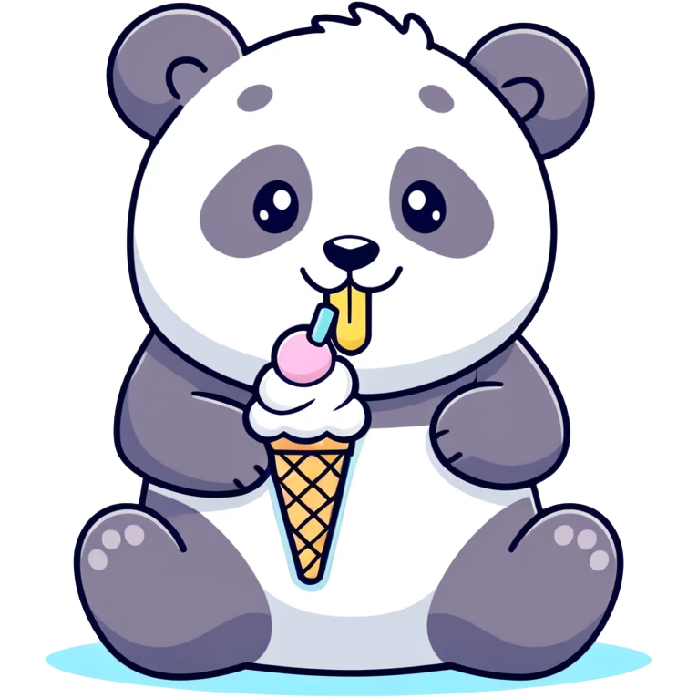 Panda eating ice cream emoji