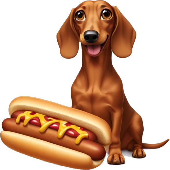 Dachshund eating hot dog emoji