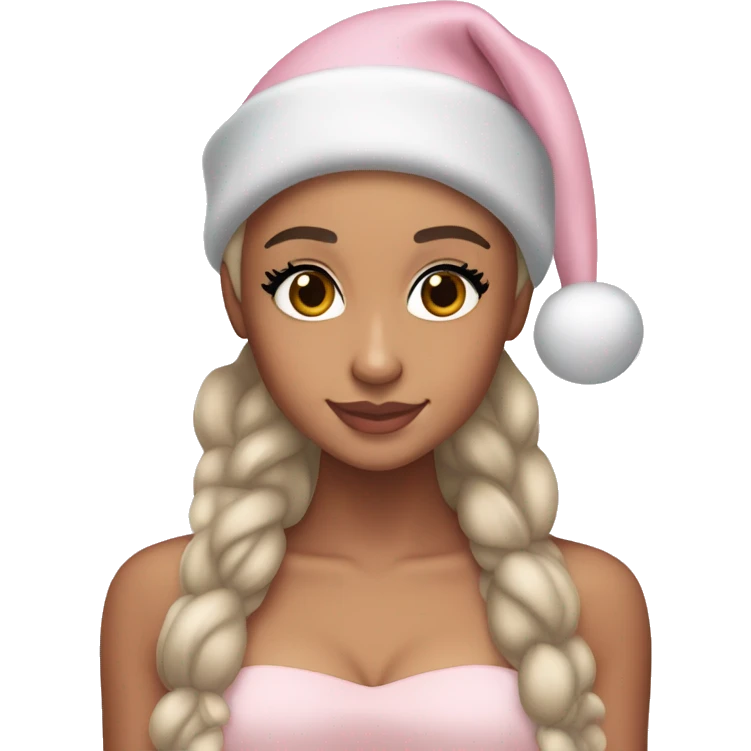 Ariana grande in a light pink christmas outfit  emoji