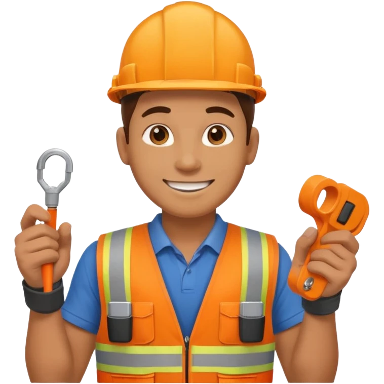 Electrician + cable coil + orange vest, Repair Crew. emoji