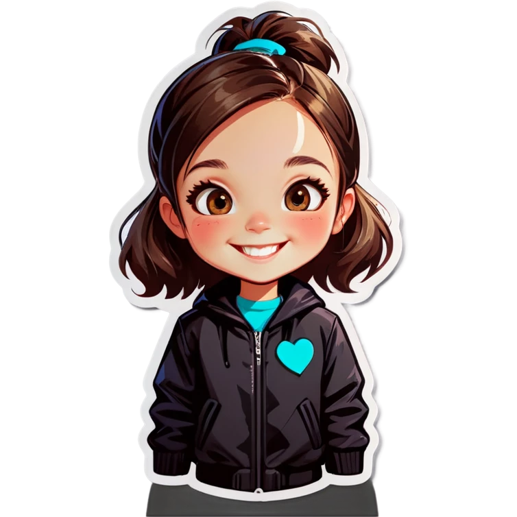 smiling girl in black jacket emoji