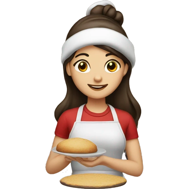 Brunette baking Christmasf emoji