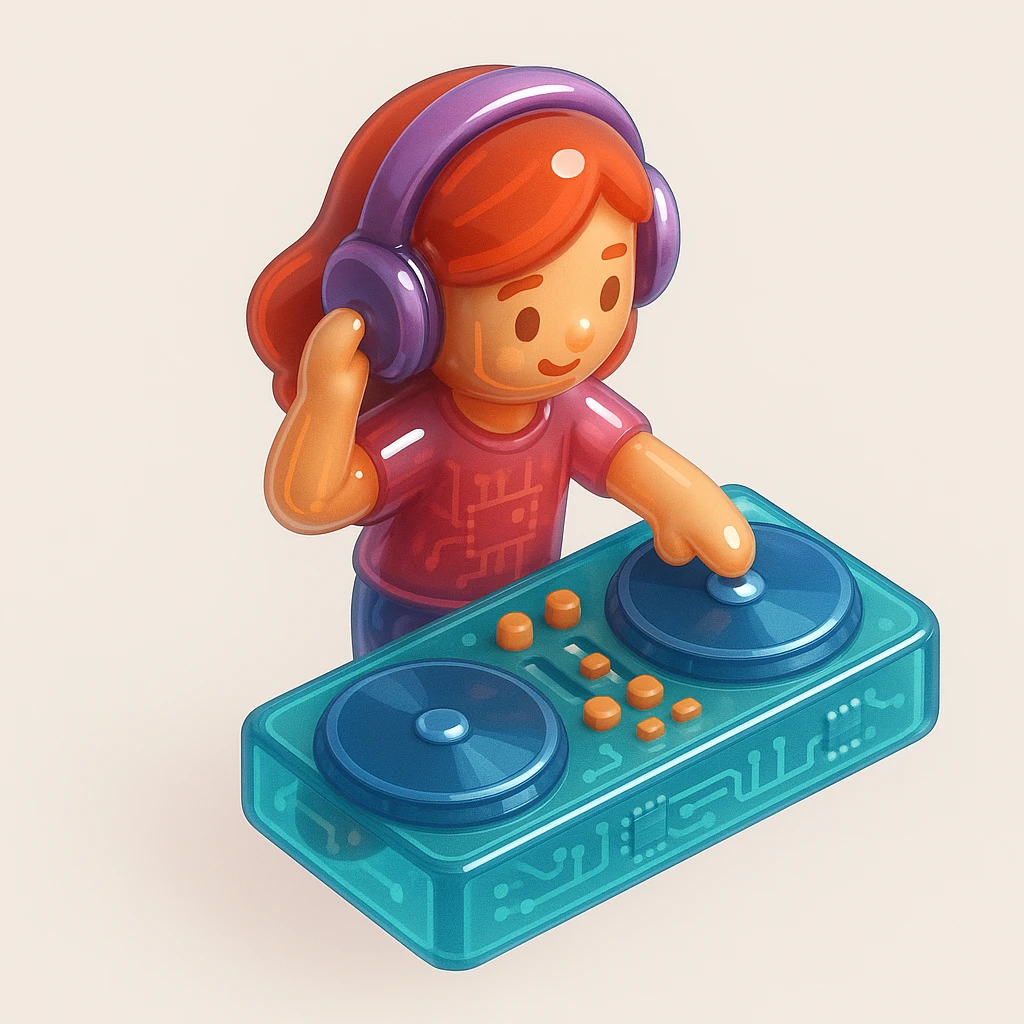girl playing DJ set emoji