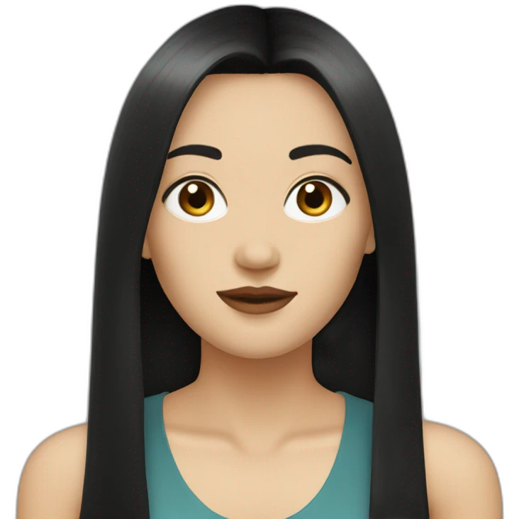 medium straight black haired white women with bangs emoji