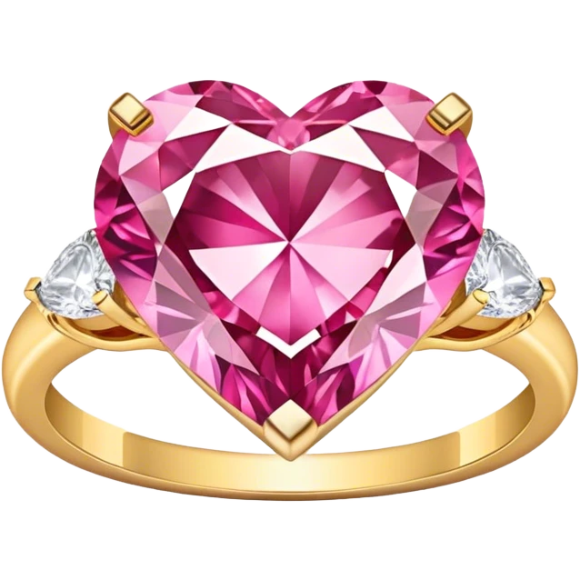 Gold engagement ring with pink heart diamond  emoji
