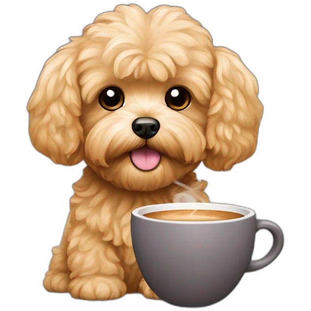 golden maltipoo with coffee emoji