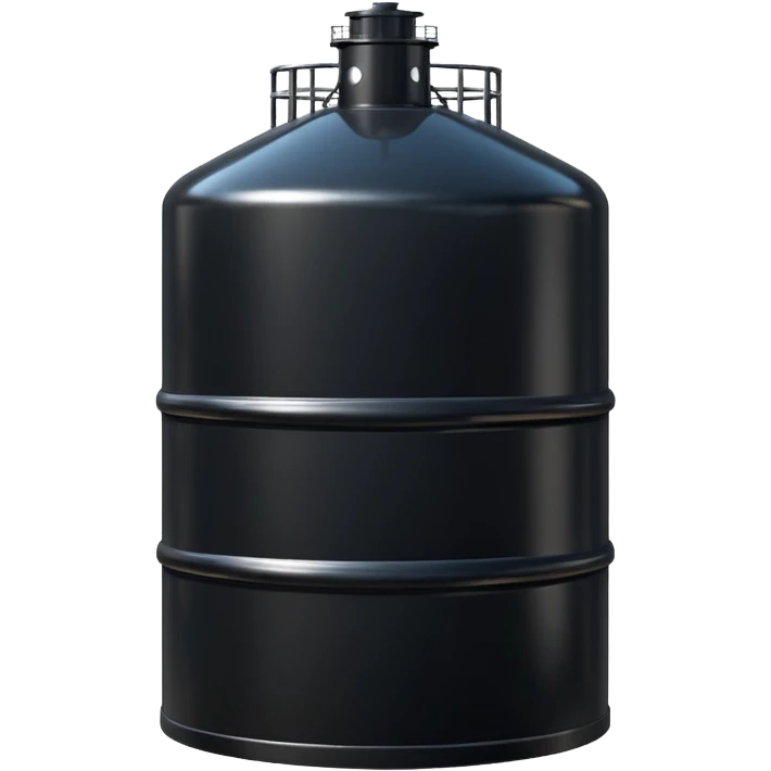 generate a beautiful big black oil storage tank. realistic and cinematic. glossy. 4 different options emoji
