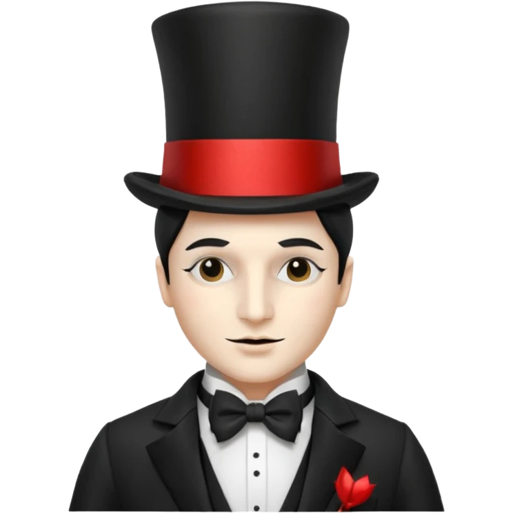 A french man with magician hat,half 🎭 mask on his head, white skin tone emoji
