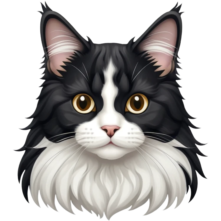 black and white tuxedo maine coon cat emoji