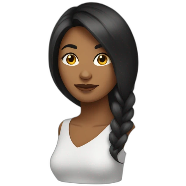 Cara mujer negra con pelo largo moreno emoji