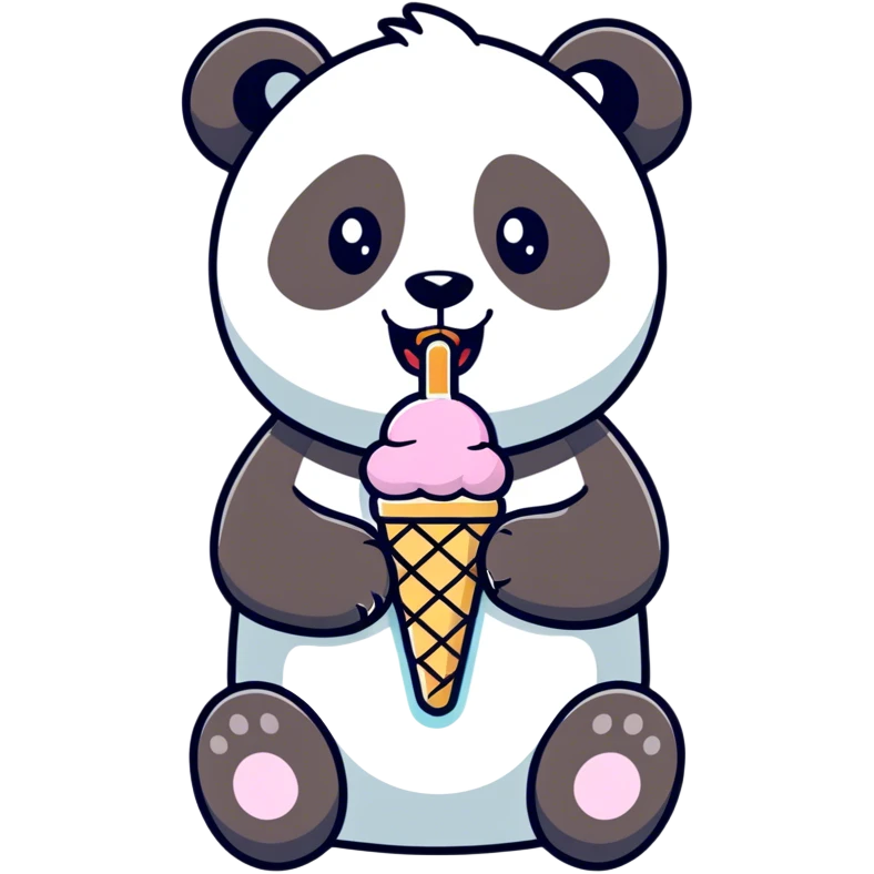 Panda eating ice cream emoji