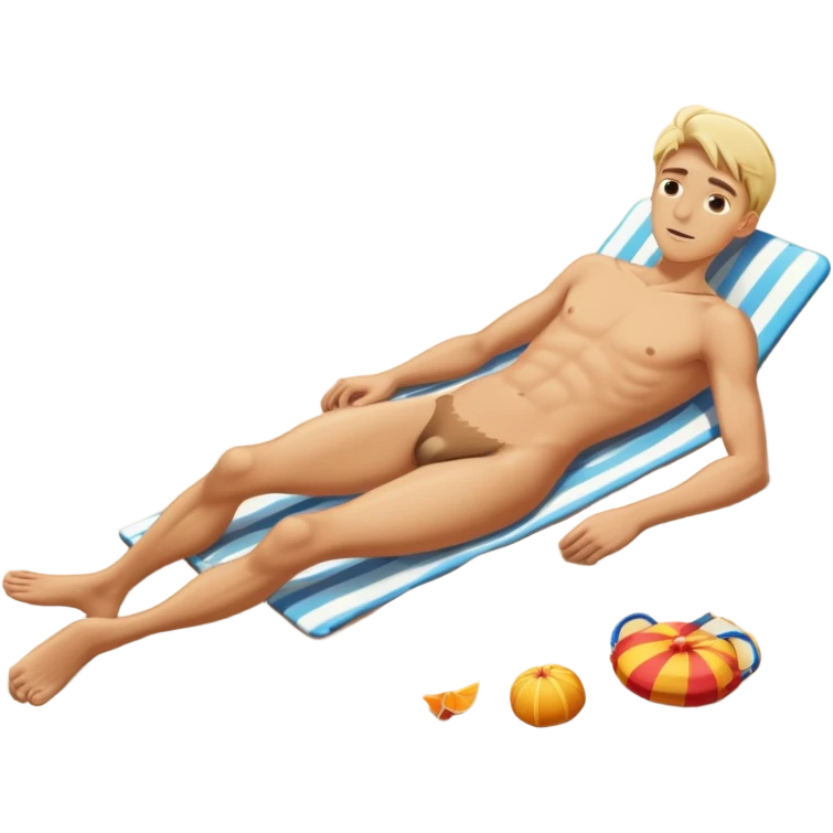Can you make an emoji of a skinny blonde guy Sun bathing naked on the beach? emoji