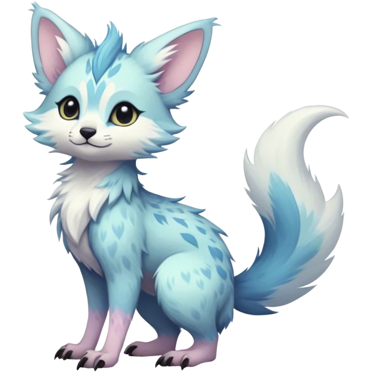 Epic Feral Rare Fantasy pastel Vernid-Trico-species by LiLaiRa, random markings, tufted tail, tufted ears, full body emoji