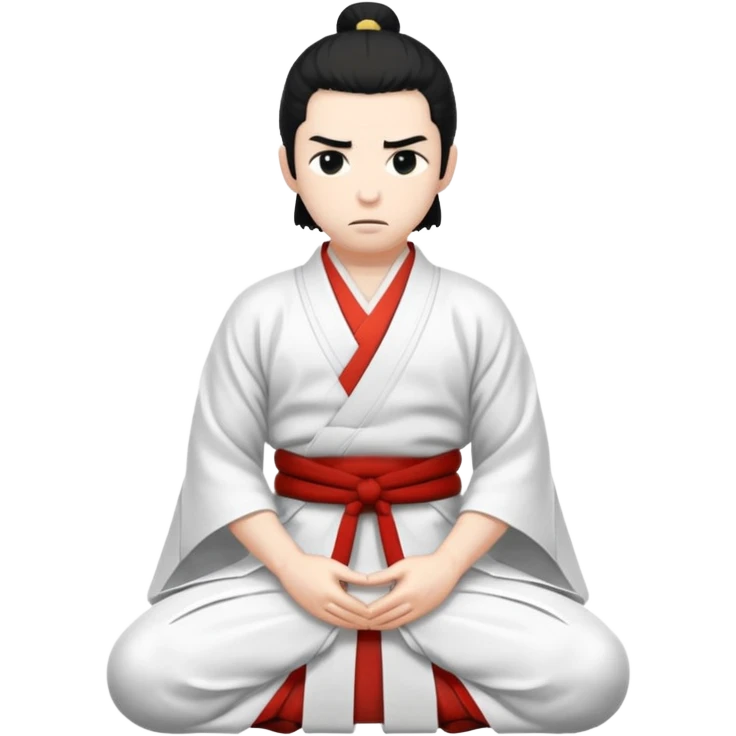 kneeling samurai in all white kimono emoji