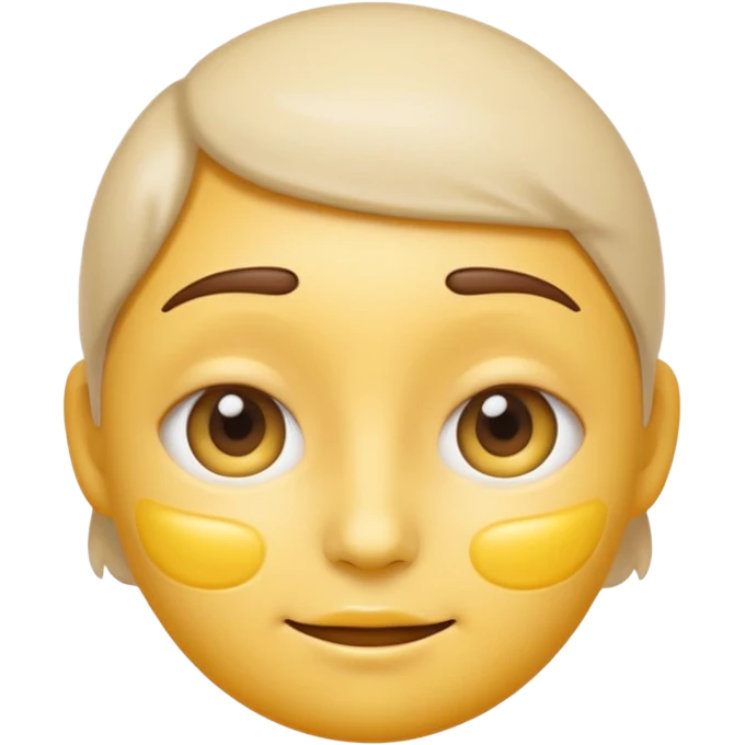 Generate a high-quality iPhone-style emoji of a face with yellow cream applied under the eyes, realistic shading, smooth gradient colors, rounded and cute 3D cartoon style, subtle facial expres
 emoji