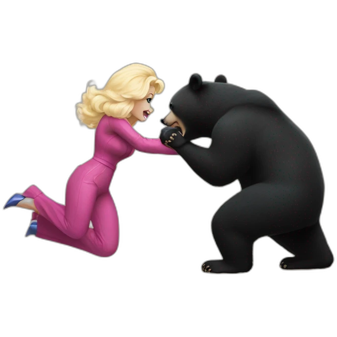 Dolly Parton fist fighting a black bear emoji