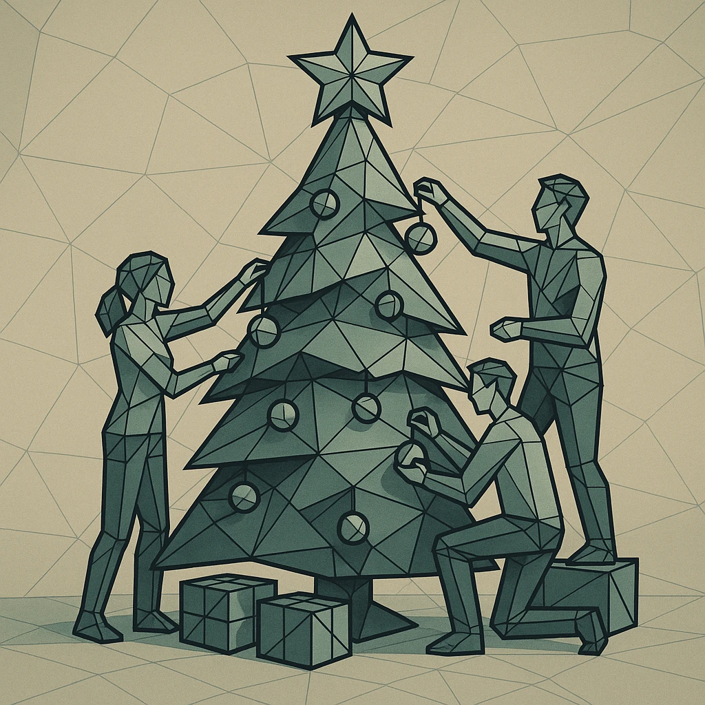 people decorating a Christmas tree emoji