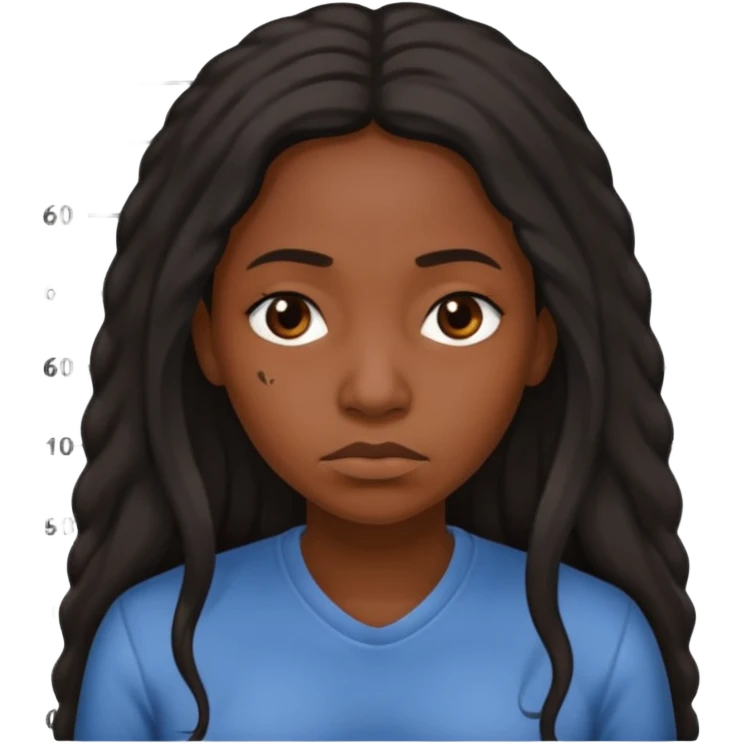sad black prisoner long haired woman mug shot with bg no cup emoji
