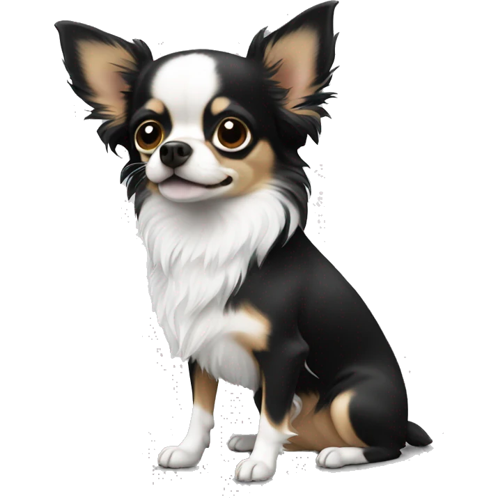 Chihuahua with long coat black and white emoji