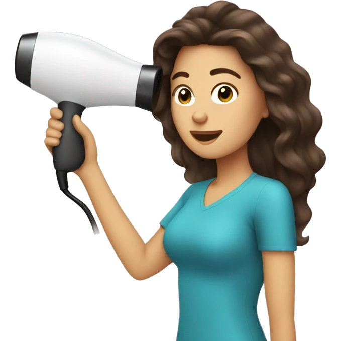 Brunette girl blow drying hair emoji