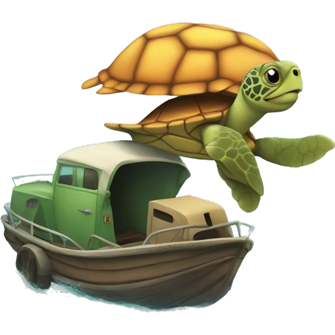 Sea turtle towing acar emoji