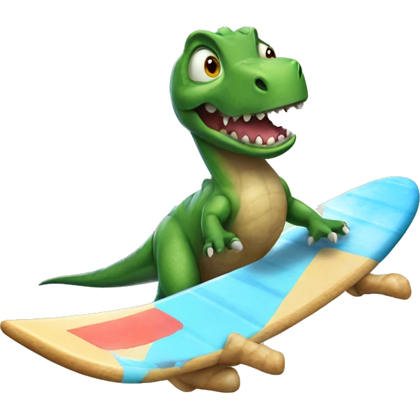 Dinosaur on a surfing boarf emoji