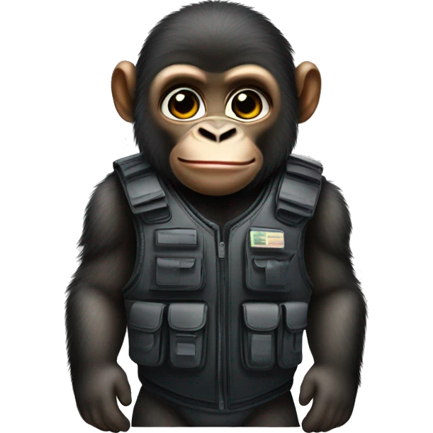 Baby Gorilla wearing a bulletproof vest emoji